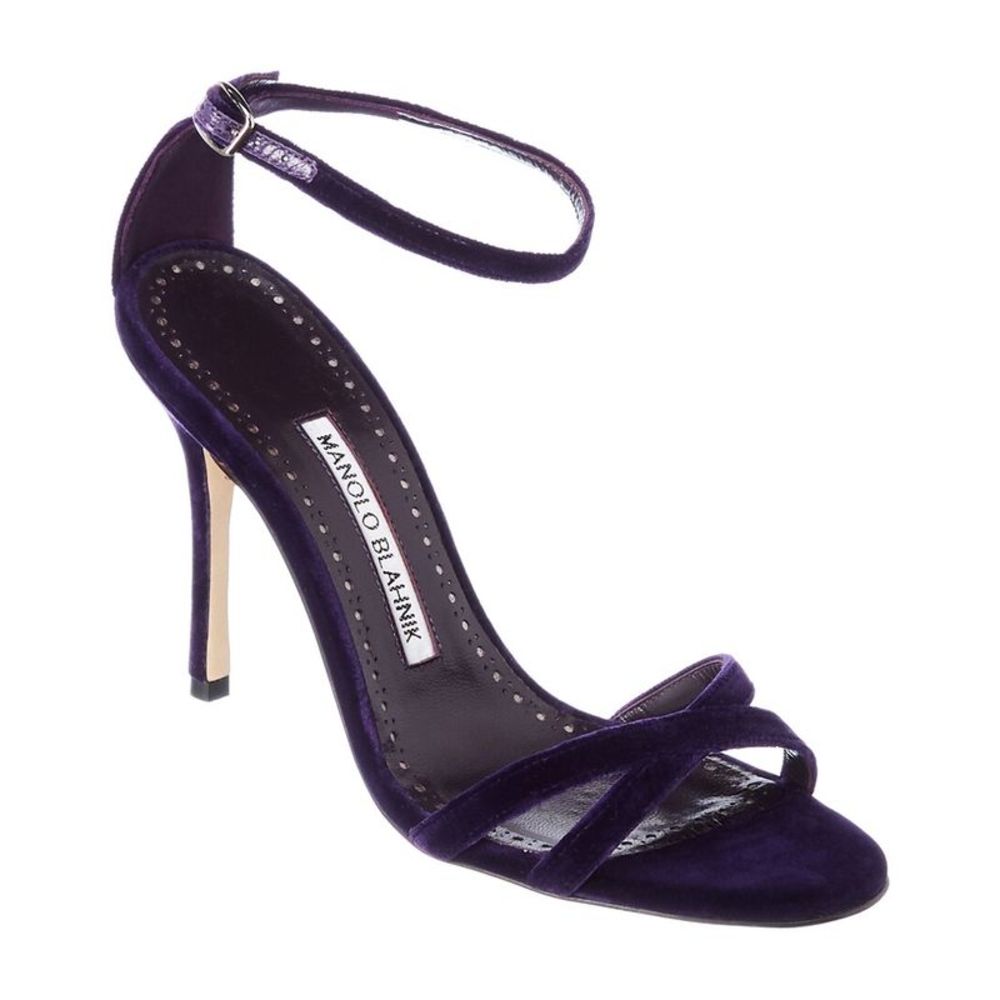 Manolo Blahnik Purple Velvet Sandals